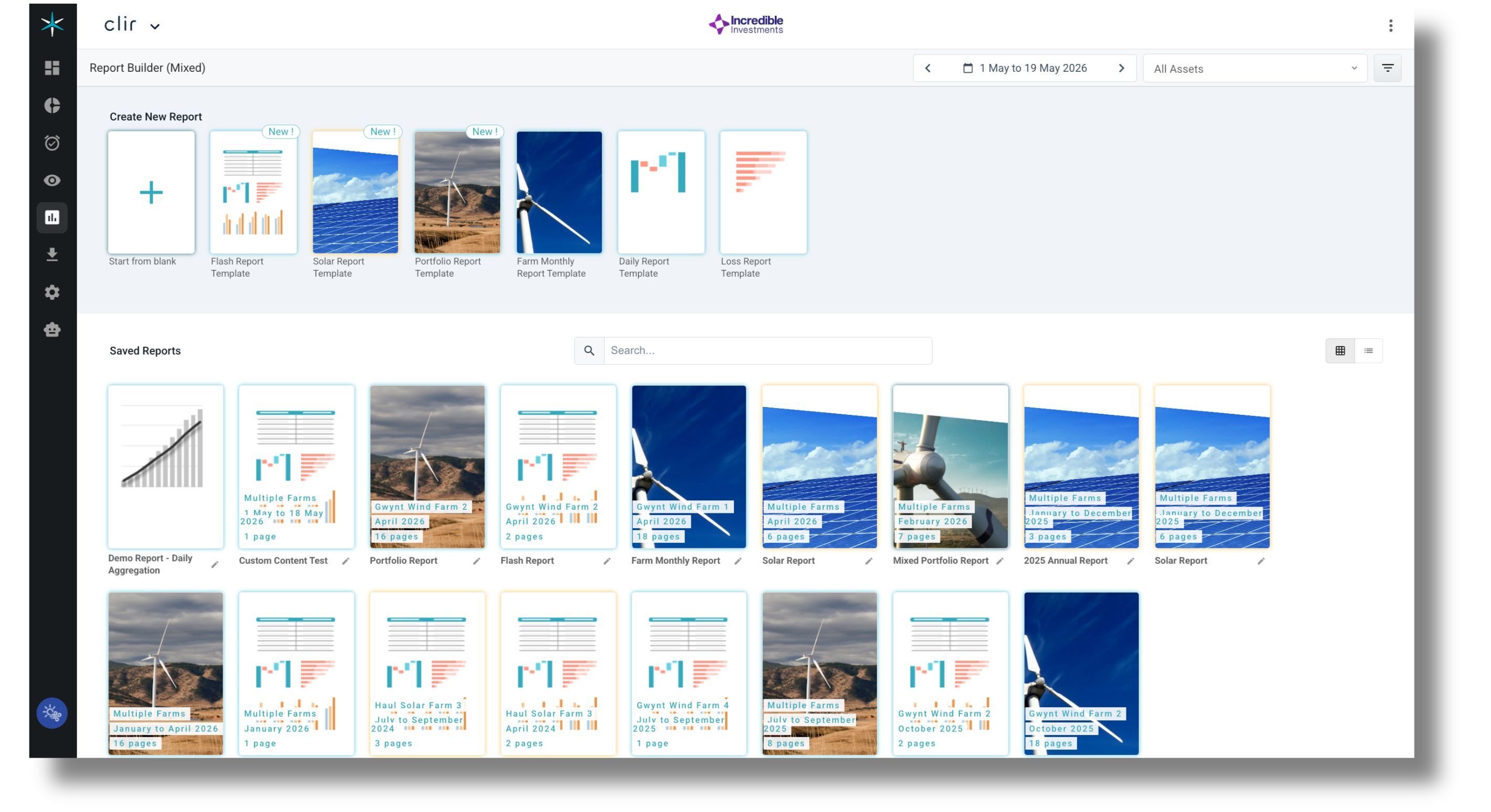 One reporting workflow across wind, solar and storage, from flash reports to annual reviews.