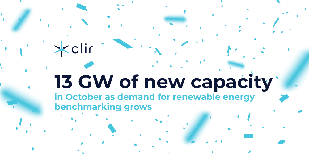Clir contracts 13 GW of new capacity in October as demand for renewable energy benchmarking grows
