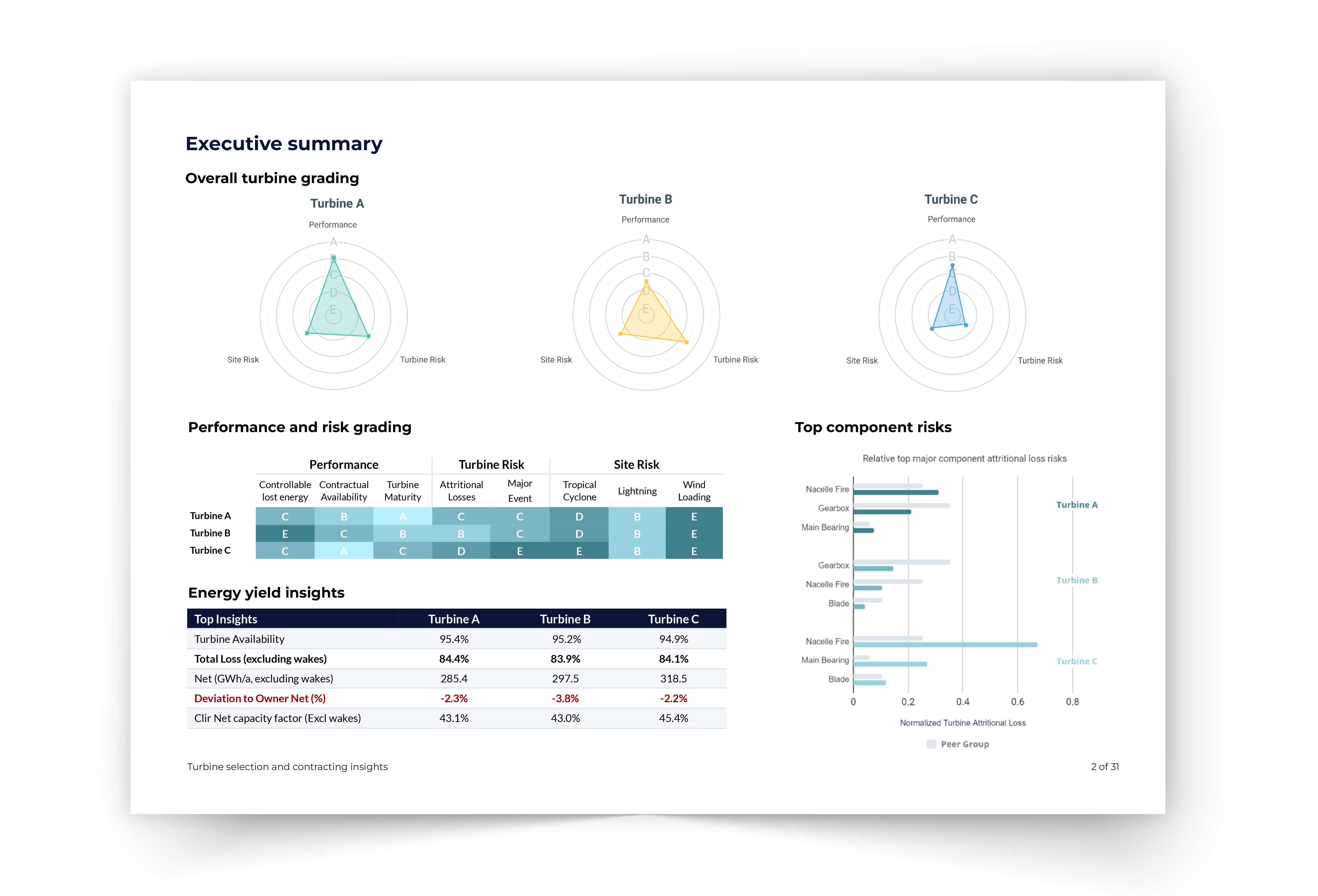 A sample page of our executive summary report