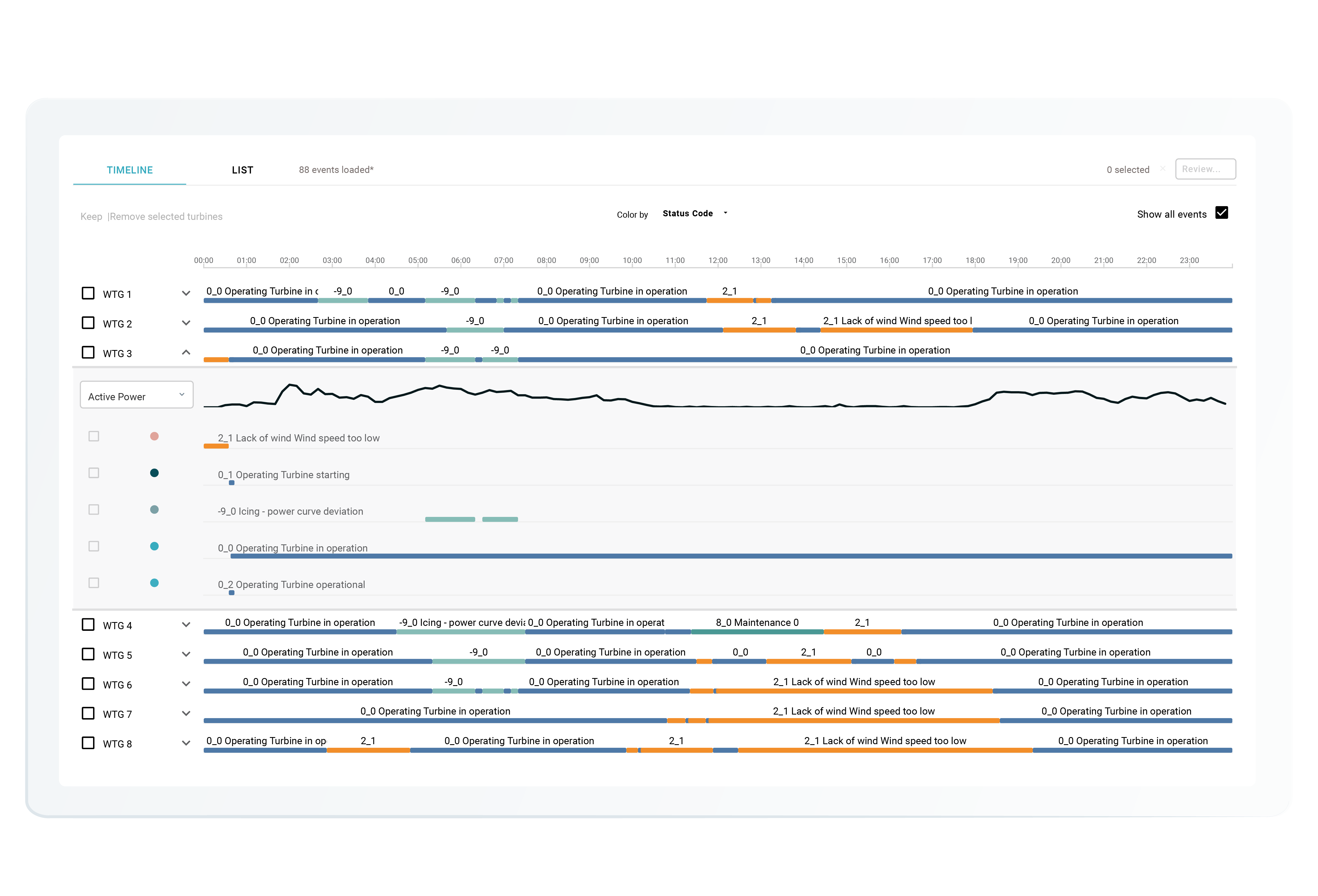 Clir app screenshot of the event code reconciliation page